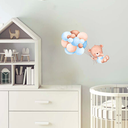 Balon Demetiyle Uçan Sevimli Ayıcık Duvar Stickerı