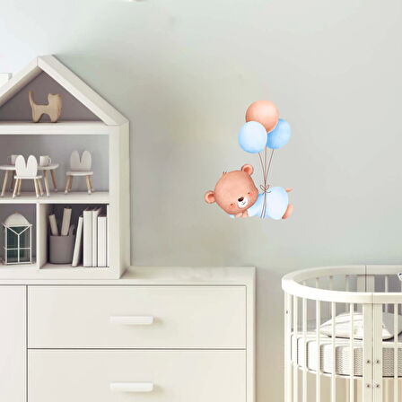 Uyuyan Ayıcık ve Balonlar Duvar Stickerı