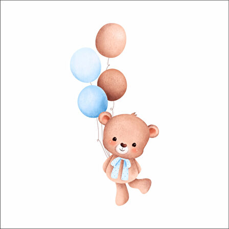 Renkli Balonlu Neşeli Ayıcık Duvar Stickerı