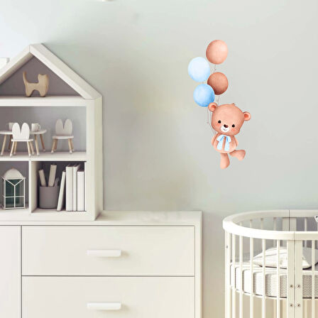 Renkli Balonlu Neşeli Ayıcık Duvar Stickerı