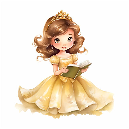 Kitap Okuyan Sarı Prenses Duvar Stickerı