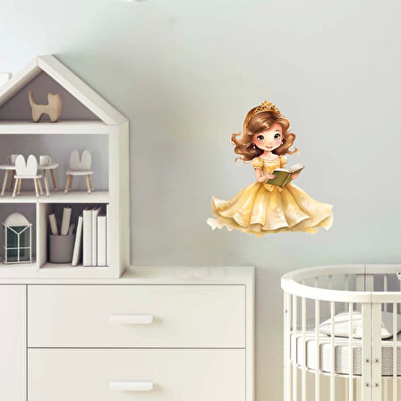 Kitap Okuyan Sarı Prenses Duvar Stickerı