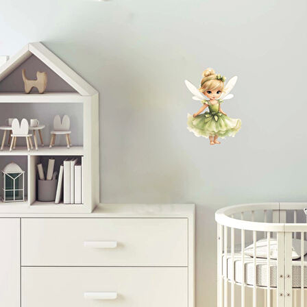 Yeşil Peri Kanatlı Kız Duvar Stickerı