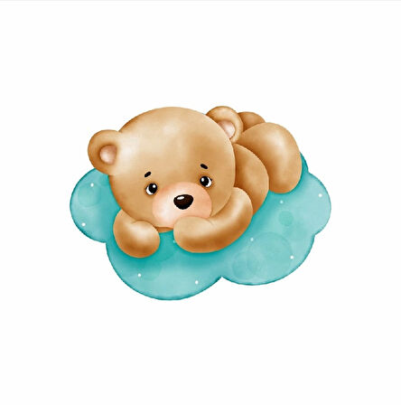 Mavi Bulut Üzerinde Yatan Ayıcık Duvar Stickerı