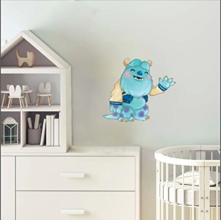 Sevimli Mavi Canavar Karakter Duvar Stickerı