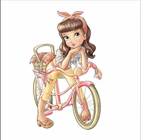 Bisikletli Kız Duvar Sticker