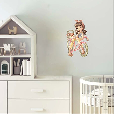 Bisikletli Kız Duvar Sticker