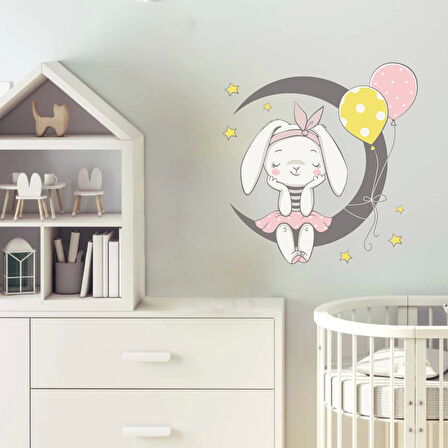 Ay'da Sevimli Tavşan Sticker