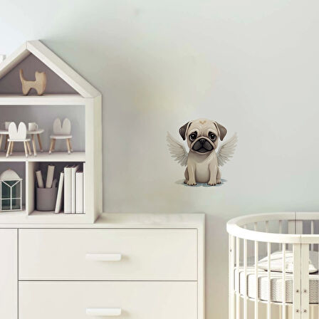 Kanatlı Pug Yavrusu Duvar Stickerı
