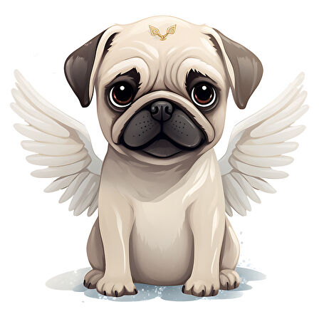 Kanatlı Pug Yavrusu Duvar Stickerı
