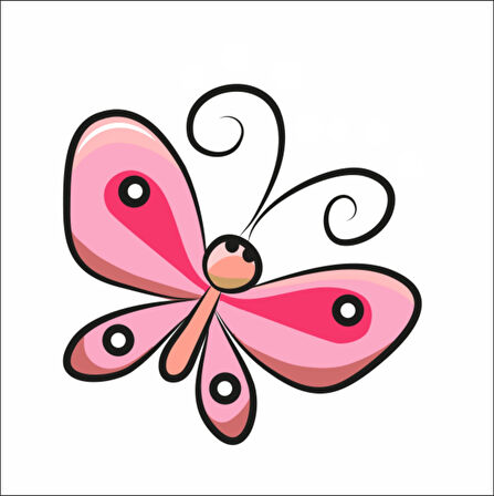 Pembe Çizim Kelebek Sticker