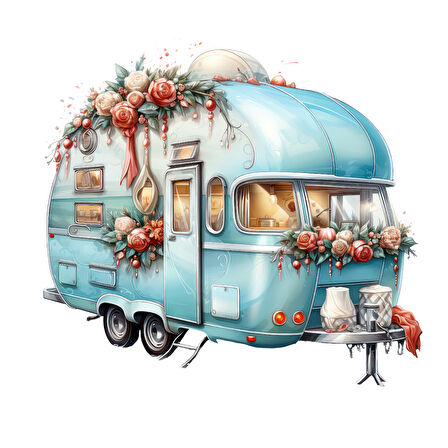 Çiçek Süslemeli Karavan Duvar Stickerı