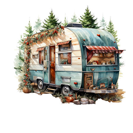 Rustik Çam Ağaçlı Karavan Duvar Stickerı