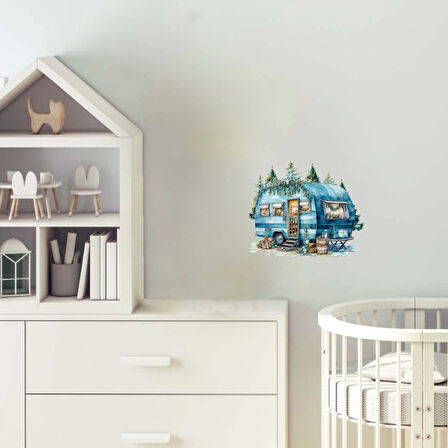 Karlı Çam Ağaçlı Karavan Duvar Stickerı