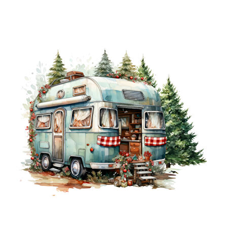 Kış Kampı Karavanı Duvar Stickerı