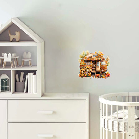 Çocuklu Sonbahar Karavanı Duvar Stickerı