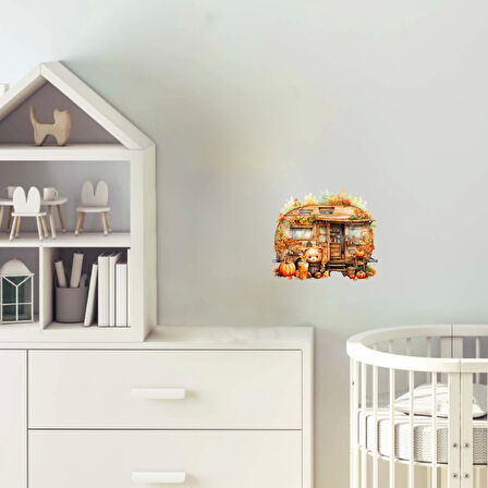 Ayıcık ve Kabaklı Sonbahar Karavanı Duvar Stickerı