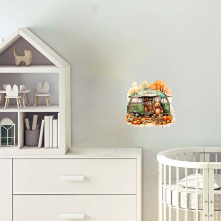Sonbahar Ayıları ve Kabaklı Karavan Duvar Stickerı
