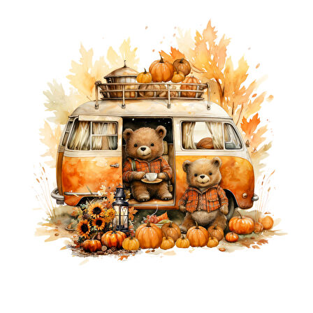 Kamp Yapan Ayıcıklar Karavan Stickerı