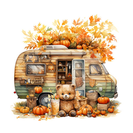 Şirin Ayıcık ve Sonbahar Karavanı Duvar Stickerı