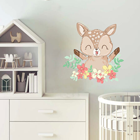 Çiçekli Sevimli Geyik Sticker