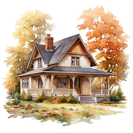 Pastel Tonlarda Sonbahar Ev Duvar Stickerı