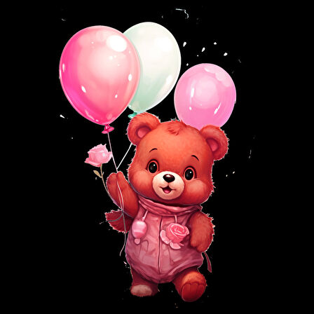 Balon Tutan Kız Ayıcık Duvar Stickerı