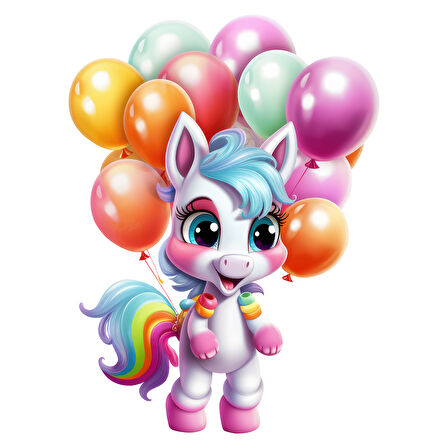 Balonlu Unicorn Duvar Sticker'ı