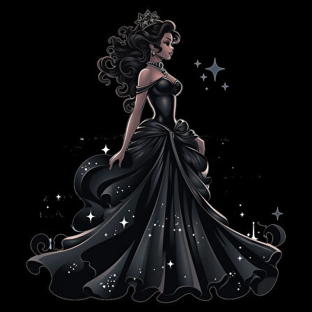 Siyah Elbiseli Prenses Duvar Sticker'ı