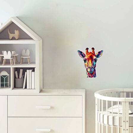 Renkli Yüzlü Zürafa Duvar Sticker'ı