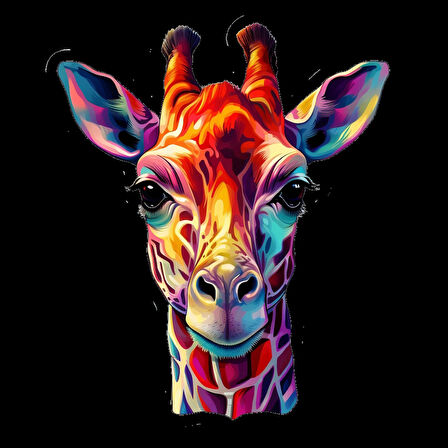 Renkli Yüzlü Zürafa Duvar Sticker'ı