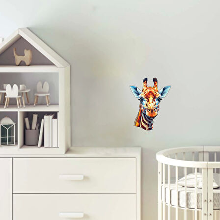Çizgili Boyunlu Zürafa Kafası Duvar Sticker'ı