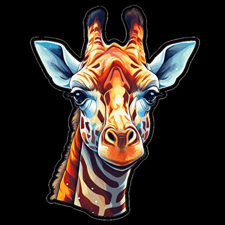 Çizgili Boyunlu Zürafa Kafası Duvar Sticker'ı