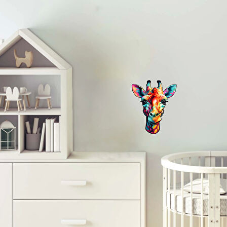 Çok Renkli Zürafa Kafası Duvar Sticker'ı