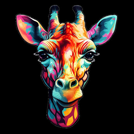 Çok Renkli Zürafa Kafası Duvar Sticker'ı