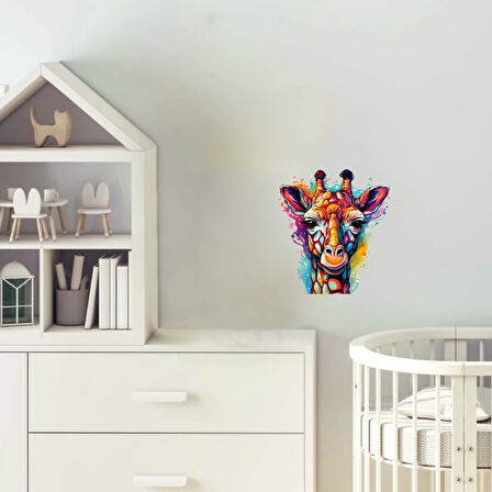Sıvı Boya Sıçramış Zürafa Kafası Duvar Sticker'ı