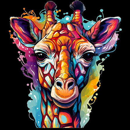 Sıvı Boya Sıçramış Zürafa Kafası Duvar Sticker'ı