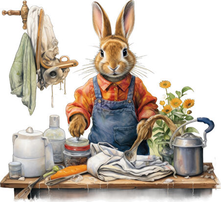 Aşçı Tavşan Mutfakta Duvar Stickerı