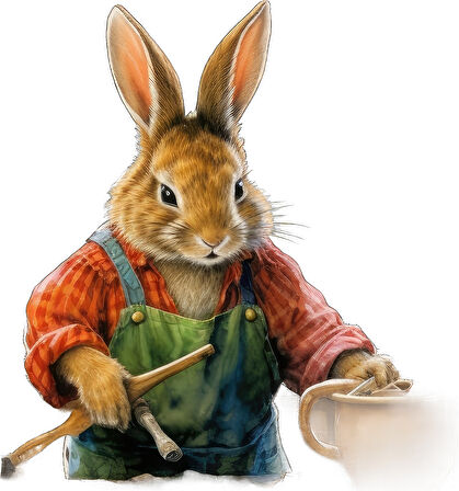 Bahçıvan Tavşan Duvar Stickerı - Kürekli