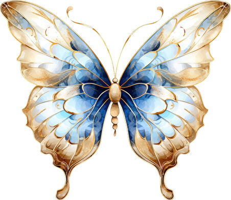 Beyaz ve Mavi Tonlarında Kelebek Duvar Stickerı