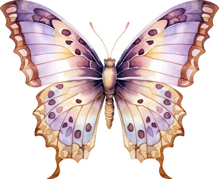 Çok Renkli Mor ve Altın Kelebek Duvar Stickerı