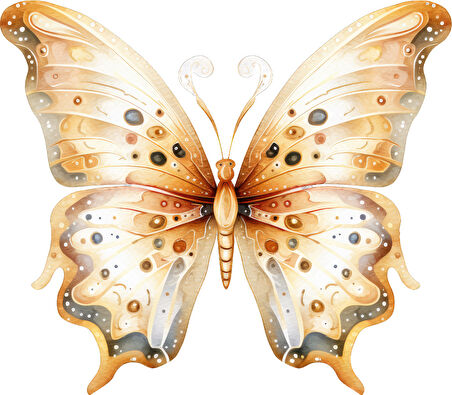 Kahverengi Tonlarında Benekli Kelebek Duvar Stickerı