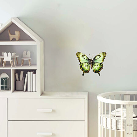 Yeşil Tonlarında Desenli Kelebek Duvar Stickerı