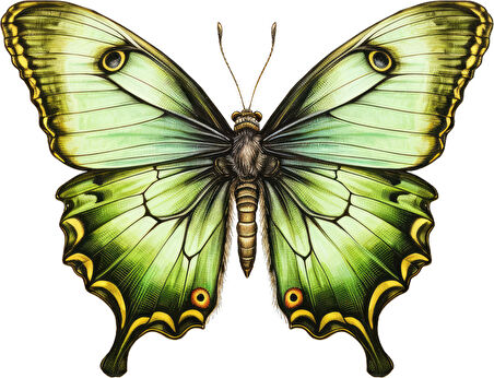 Yeşil Tonlarında Desenli Kelebek Duvar Stickerı