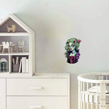 Yeşil Saçlı Zombi Kız Duvar Stickerı