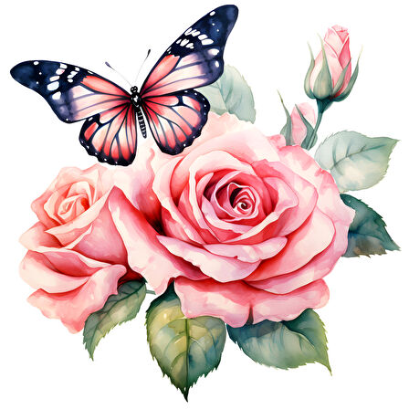 Çiçekli İki Kelebek Duvar Stickerı