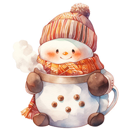 Sıcak İçecek Tutan Karlı Adam Duvar Stickerı