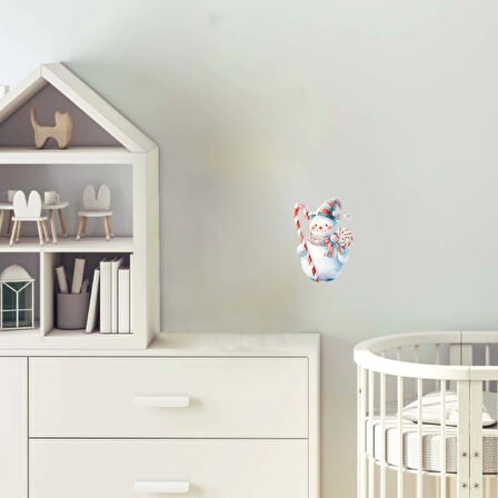 Baston Şekerli Karlı Adam Duvar Stickerı