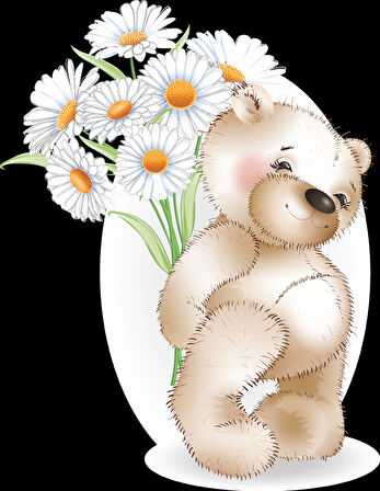 Daisy Çiçekli Ayıcık Duvar Stickerı