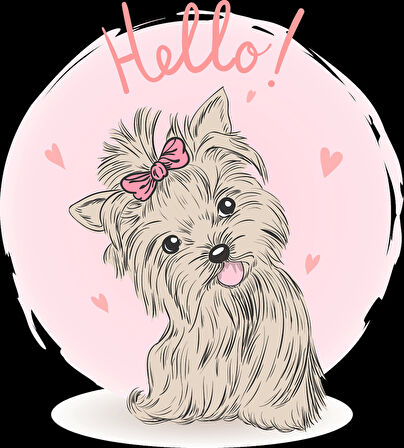 Hello! Yazılı Fiyonklu Köpek Duvar Stickerı